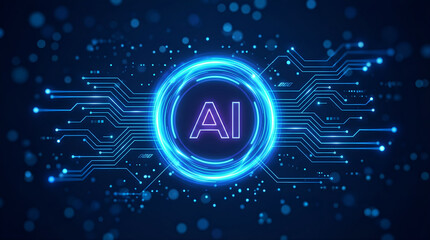 Artificial Intelligence Circuit Blue Tech Background For Website