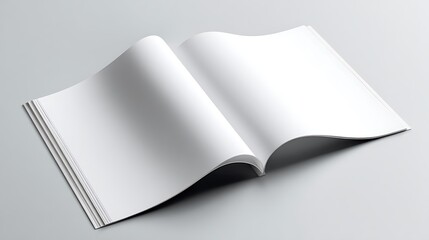 White blank open magazine or book on light grey surface