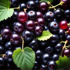 Fototapeta premium Fresh black currant on dark background.