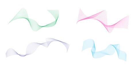 Abstract Colorful Flowing Wave Ribbons on White Background