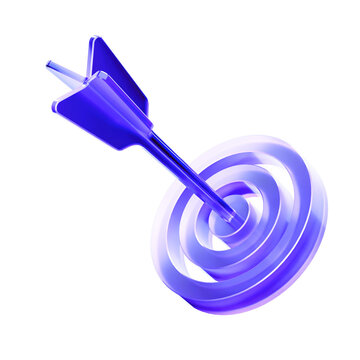 3D Glass target icon, concept of goal achievement success and marketing business objective strategy. Transparent liquid Glass design icon, trending glass icon for graphic design, 3d illustration.