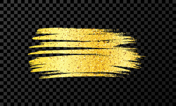 Gold brush stroke on white background
