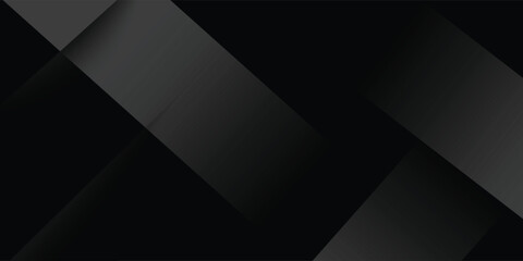 Obraz premium Modern black white abstract background. Minimal. Gradient. Dark grey banner with geometric shapes, lines, stripes, triangles. Design. Futuristic. Cut paper or metal effect. Origami, mosaic, geometry.