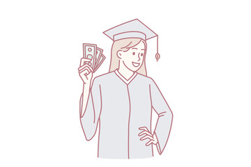 Online education and lesson concept. Young woman teacher explaining material of lesson to children learning online on smartphones vector illustration