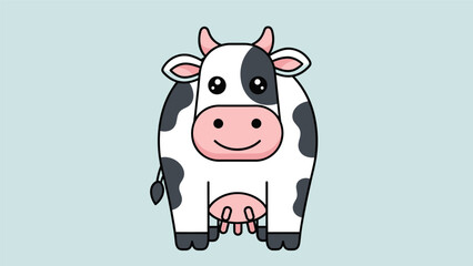Obraz premium Cute Cartoon Cow Illustration with Black and White Spots.
