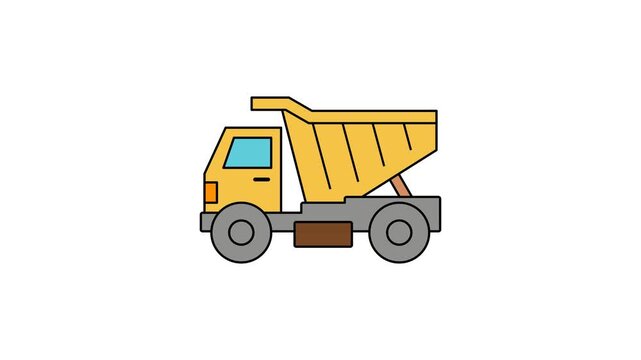 Simple Dump Truck Animation Representing Heavy Construction Equipment and Material Transport Concept