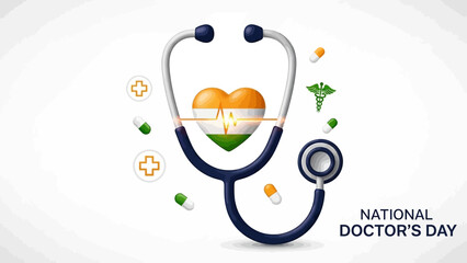 National Doctor's Day India: Stethoscope, Heart, Pills, Caduceus