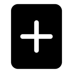 Obraz premium Minimalist plus add button icon in black rounded square