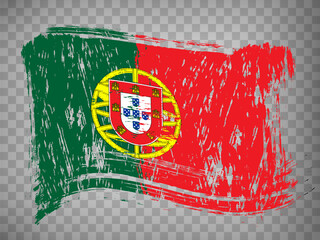 Flag of Portugal brush strokes. Flag of Portugal on transparent background for your web site design, app, UI. Distress style. EPS10.