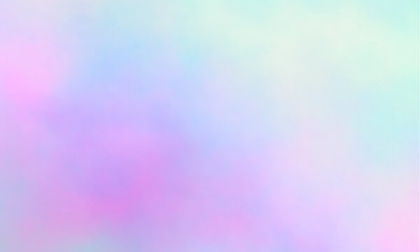 Colorful watercolor background of abstract sunset sky with puffy clouds in pastel rainbow colors of pink blue yellow orange and