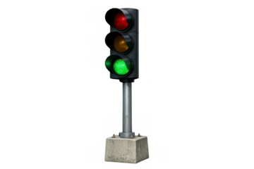 Traffic light showing green signal with red and yellow for road safety and urban transport control