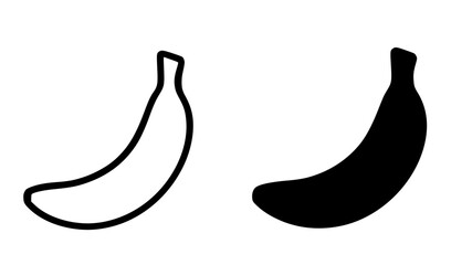 Tropical fruit icon, banana illustration in outline and silhouette style © Nurhalimah