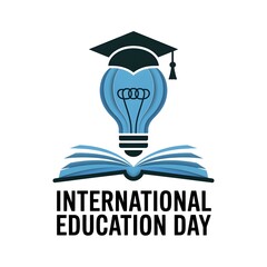 International Day of Education Minimal Logo with Book and light Illustration