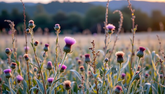 Frost rimmed thistles and teas