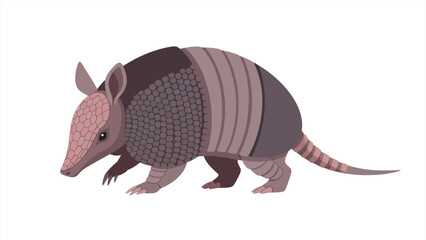 Detailed illustration of an armadillo with its distinctive armored shell in a side profile