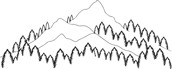 Fototapeta premium Mountain landscape with trees and hills