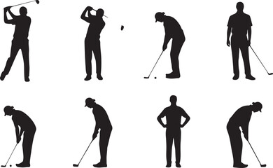 Golf swing sequence silhouette illustration