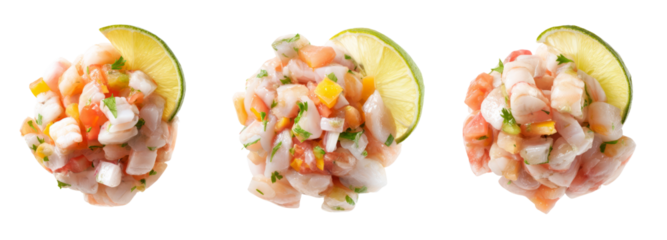 Ceviche photography culinary studio presentation with clear background