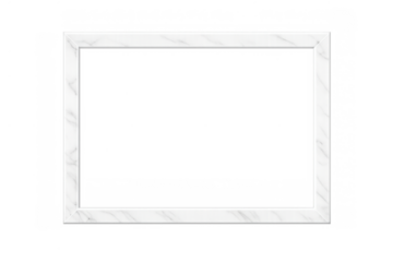 White marble horizontal frame for display, artwork, or celebration messages. Minimal border design on transparent background