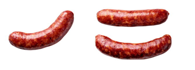 Grilled sausages on transparent background food photography culinary art