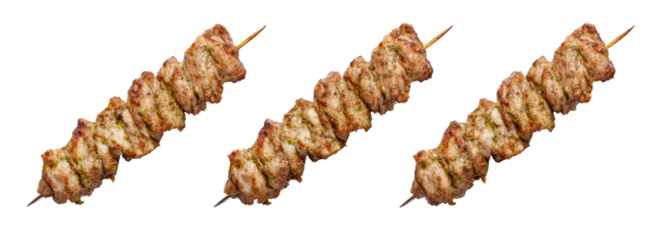Savory skewered meat delights with transparent background culinary art