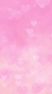 パステルピンクのハートがゆっくり上昇する縦長（9:16）ループ背景動画 / Pastel Pink Hearts Floating Up Slowly Vertical 9:16 Loop Background