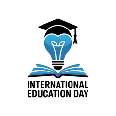 International Day of Education Minimal Logo with Book and light Illustration