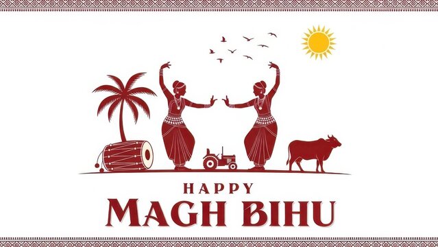 Traditional Indian dancers celebrate Magh Bihu festival with joy