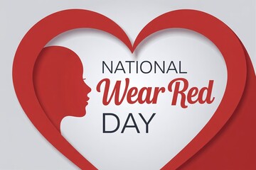 National Wear Red Day graphic illustration featuring a woman's profile inside a red heart for cardiovascular health and heart disease awareness