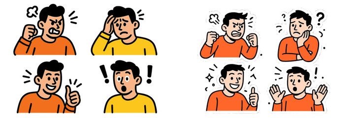 Fototapeta premium Vector illustrations depicting diverse human emotions and reactions