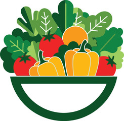 Fresh Vegetable Salad Bowl with Bell Peppers Tomatoes and Greens.