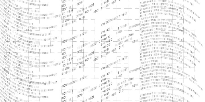 Binary code wave &mdash; abstract digital background with data flow made of zero and one digits, symbol of information technology, coding, artificial intelligence, and virtual cyberspace network