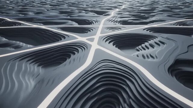 Mental Landscapes Intersecting Paths Visualizing Multitasking Across Abstract Terrain