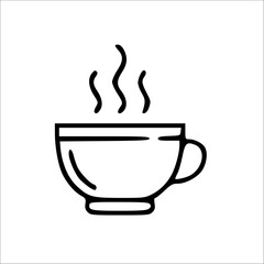 Minimalist Steaming Cup Icon for Hot Beverages and Warm Drinks, Ideal for Cafe Menus, UI/UX Design, Web Applications, and Digital Marketing Assets