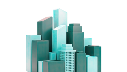 Abstract Teal Skyscraper Collection
