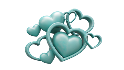 Teal Hearts Cluster