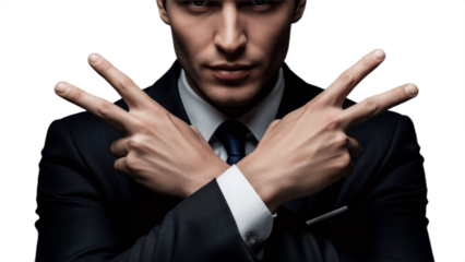 Man with Arms Crossed Over His Chest isolated on white background