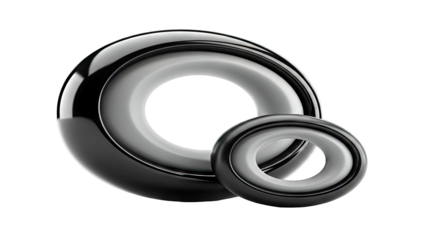 Two concentric rings, one larger than the other, rendered in glossy black