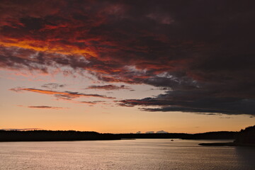 sunset over the lake