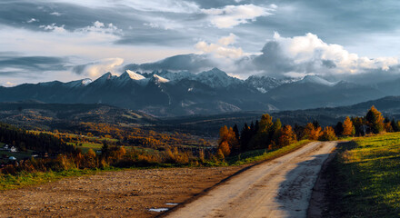 Polish Tatra Mountains seen from Czarna Gora viewpoint