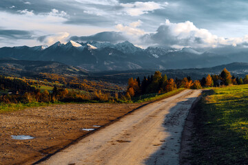 Polish Tatra Mountains seen from Czarna Gora viewpoint