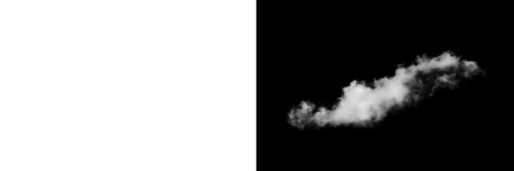 Narrow white cloud streak isolated on transparent background, thin drifting sky vapor trail with soft diffusion for atmospheric composition PNG