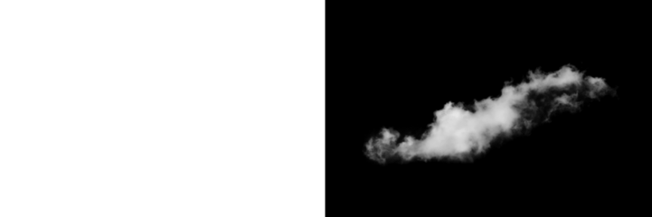 Narrow white cloud streak isolated on transparent background, thin drifting sky vapor trail with soft diffusion for atmospheric composition PNG