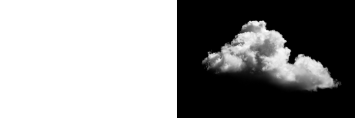 Floating white sky cloud isolated on transparent background, natural airy cloud shape with soft volume for weather and atmosphere compositions PNG