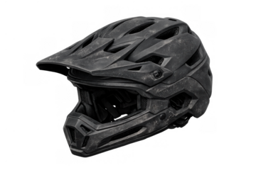 Black full-face mountain biking helmet providing head protection for downhill and challenging trail cycling sports