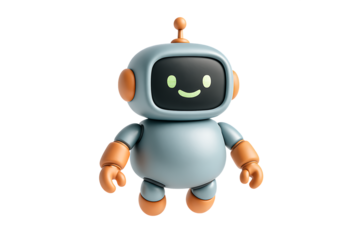 Cute 3D robot character for technology and AI branding