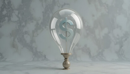 Glass light bulb with dollar sign symbolizing financial ideas