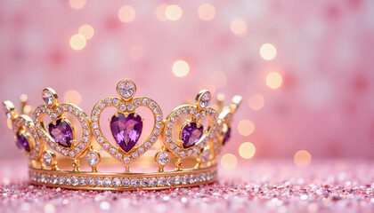 Golden crown with purple jewels for International Women&rsquo;s Day celebration