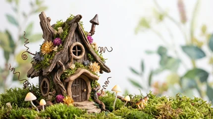 Sierkussen Meisjeskamer Surreal silliness in a whimsical woodland enchanted fairy house mossy ground nature art dreamlike environment playful viewpoint imagination unleashed  © MDzARTPRO