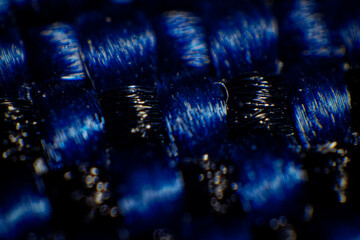 Extreme Macro of Blue and Black Synthetic Weave